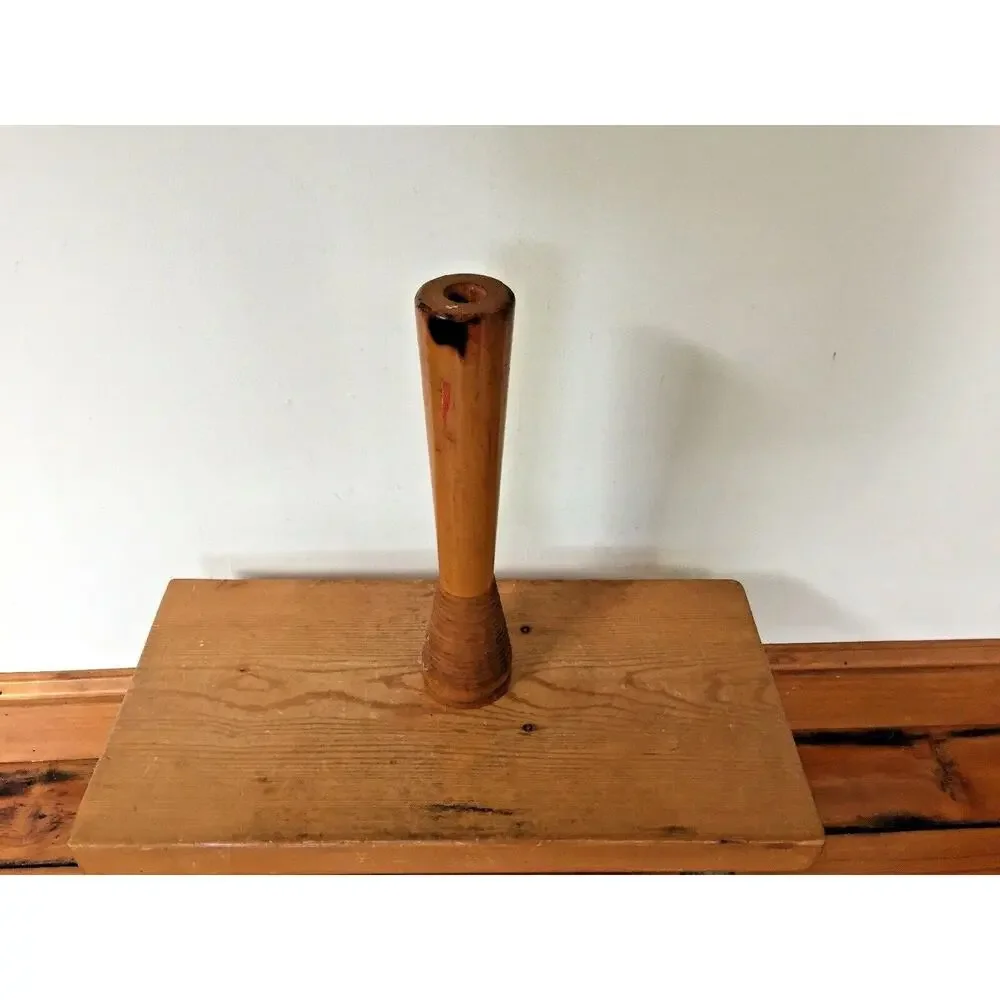 Vintage Antique Primitive Solid Wood Loom Tool Candlestick Taper Holder 12